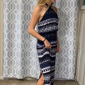 Backless maxi with adjustable neck straps & split